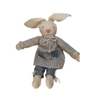 Vtg Muslin Cloth Hand Crafted Bunny Rabbit Flop Ear‎ Plush Farmhouse Cottage 17"